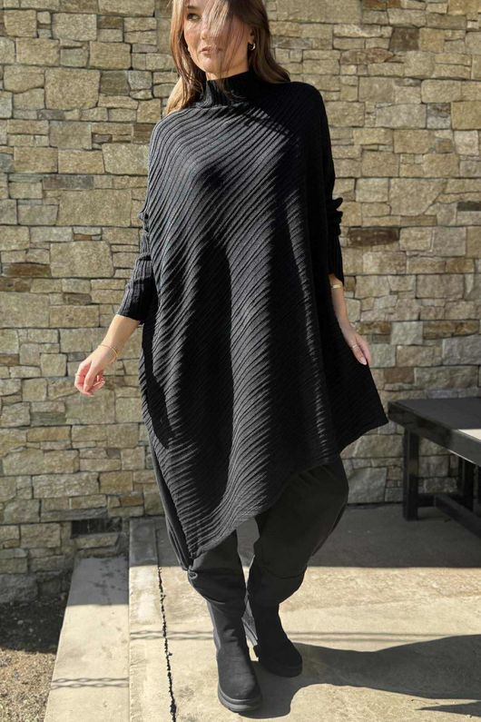 Skarsgard Asymmetric Knit Tunic Black /10=